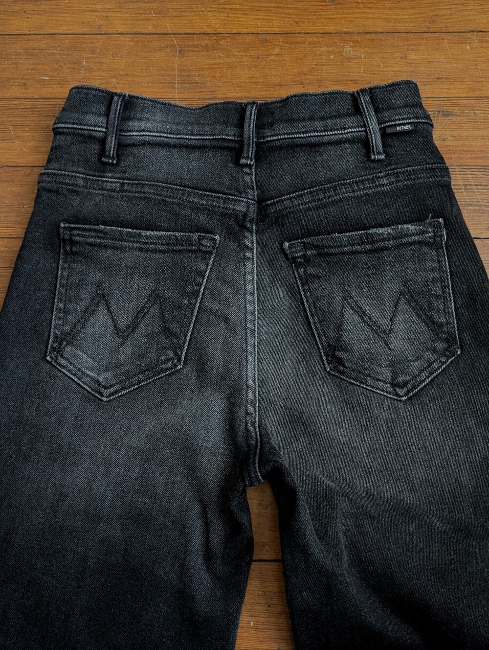 MOTHER Hustler Roller Sneak Jeans 25 Not Today Satan High Rise Wide Leg Flare - Picture 9 of 16